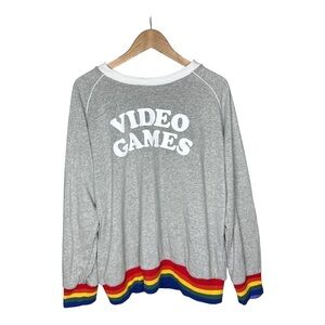 Camp Collection Rainbow Trim Video Games Soft Sweatshirt XL